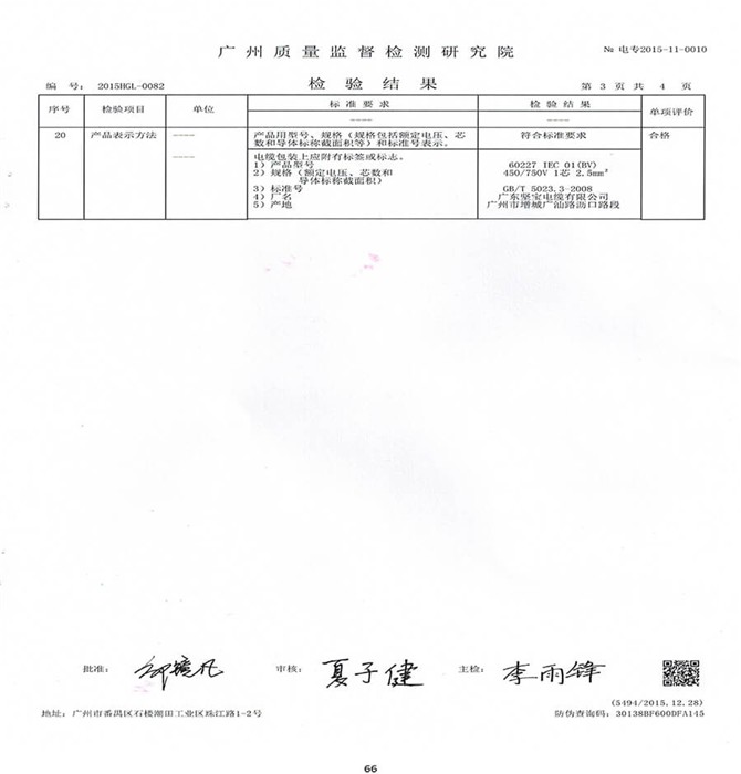 广州质量监督检测研究院-检验结果